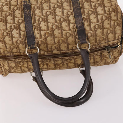 Dior Christian Dior Trotter Canvas Boston Bag Brown Gold Authentic 141365