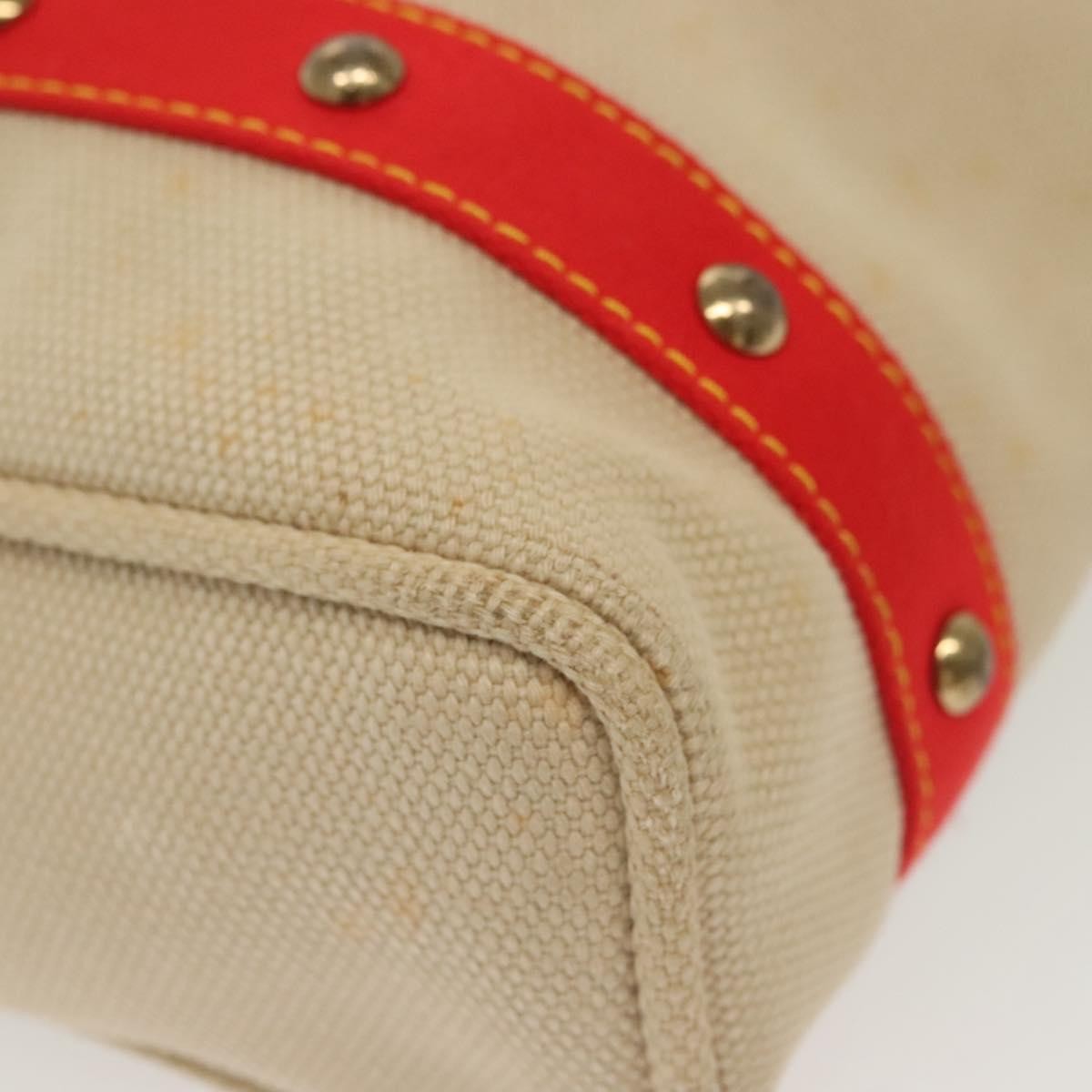 Louis Vuitton LOUIS VUITTON Antigua Cabas MM Tote Bag Beige Red M40035 LV Authentic 137278
