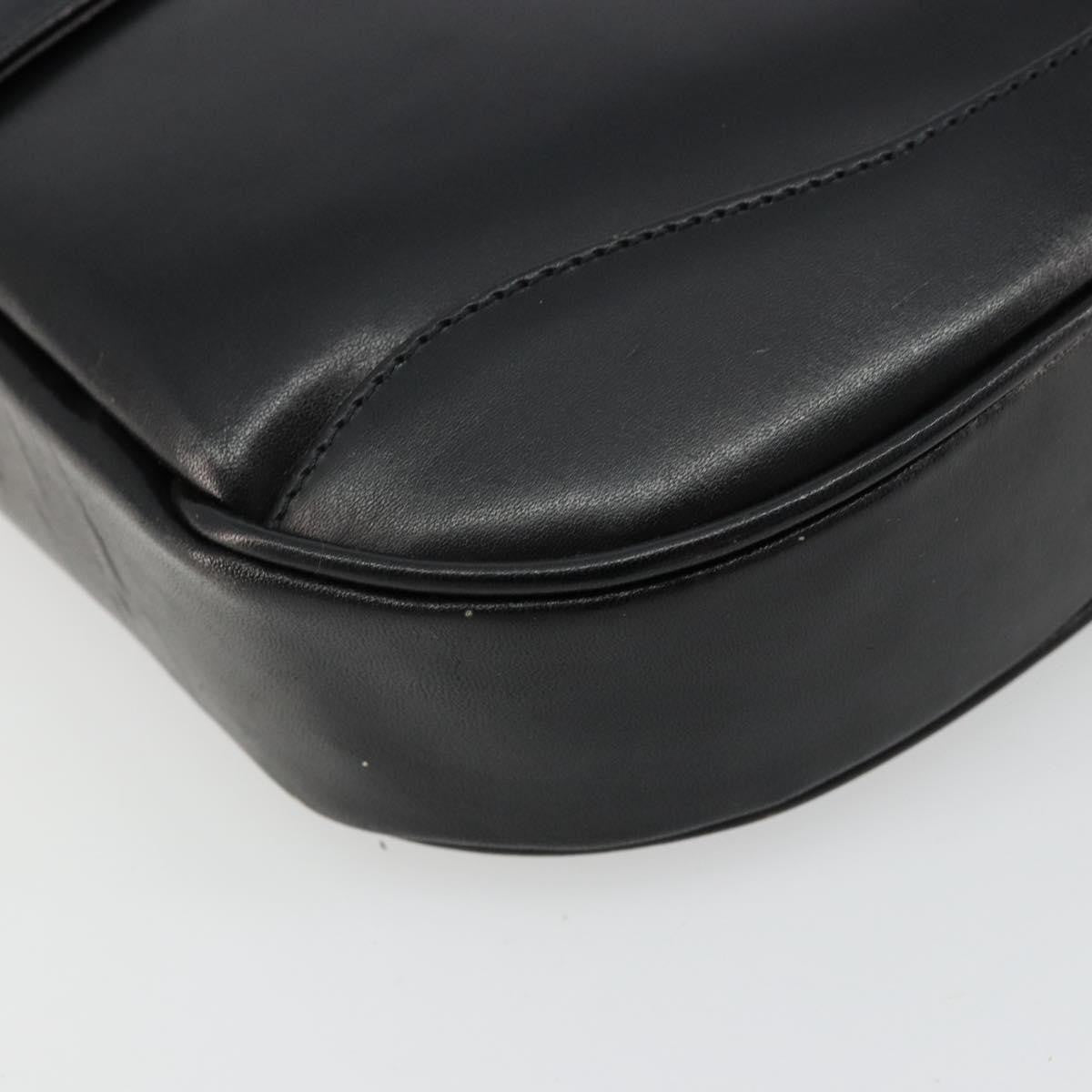 Gucci GUCCI Shoulder Bag Leather Black Gold Authentic 177992