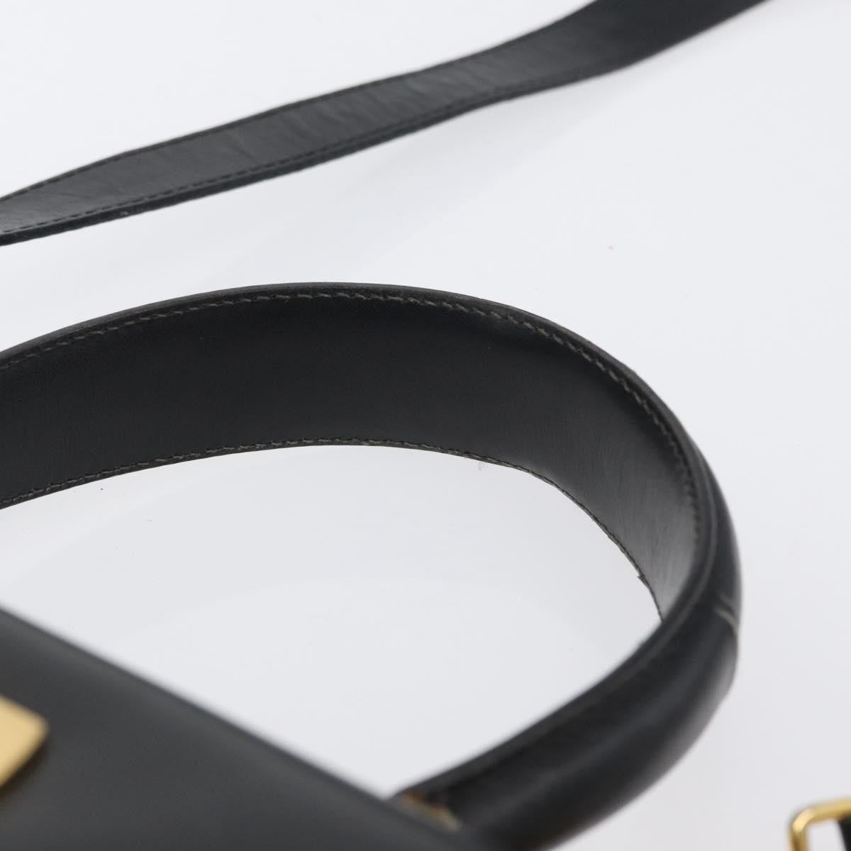 Salvatore Ferragamo Salvatore Ferragamo Gancini Hand Bag Leather 2way Black Gold Authentic ARZ228