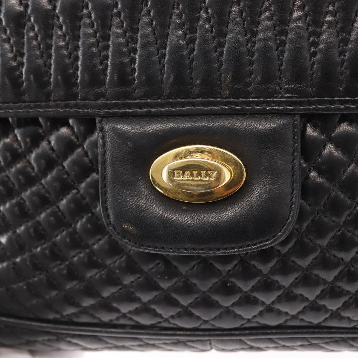 BALLY BALLY Chain Shoulder Bag Leather Black Gold Authentic 157788