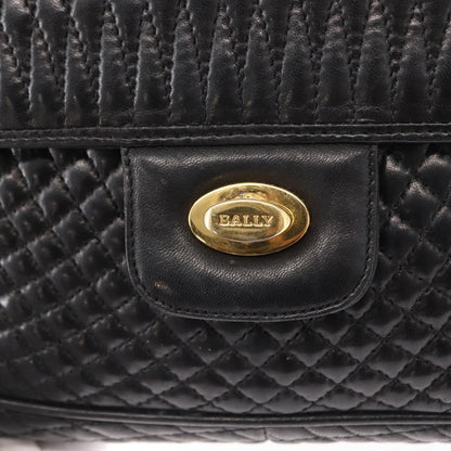 BALLY BALLY Chain Shoulder Bag Leather Black Gold Authentic 157788