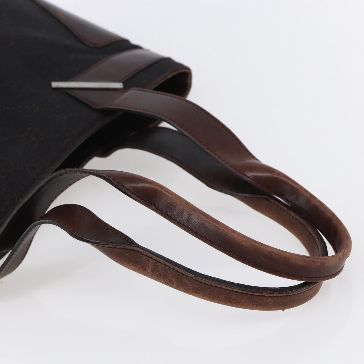 Gucci GUCCI GG Canvas Hand Bag Dark Brown Gold 73983 Authentic 151009