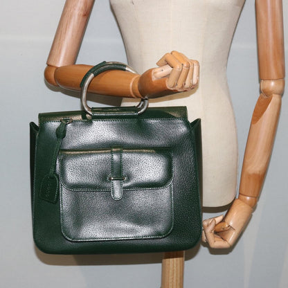 Gucci GUCCI Hand Bag Leather Green 000 2058 0307 Authentic 75505
