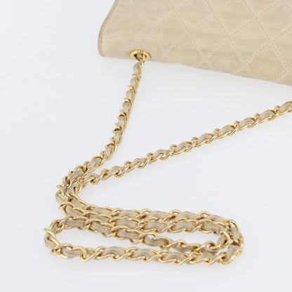Chanel CHANEL Matelasse Chain Shoulder Bag Lamb Skin Beige Gold CC Authentic BA10672