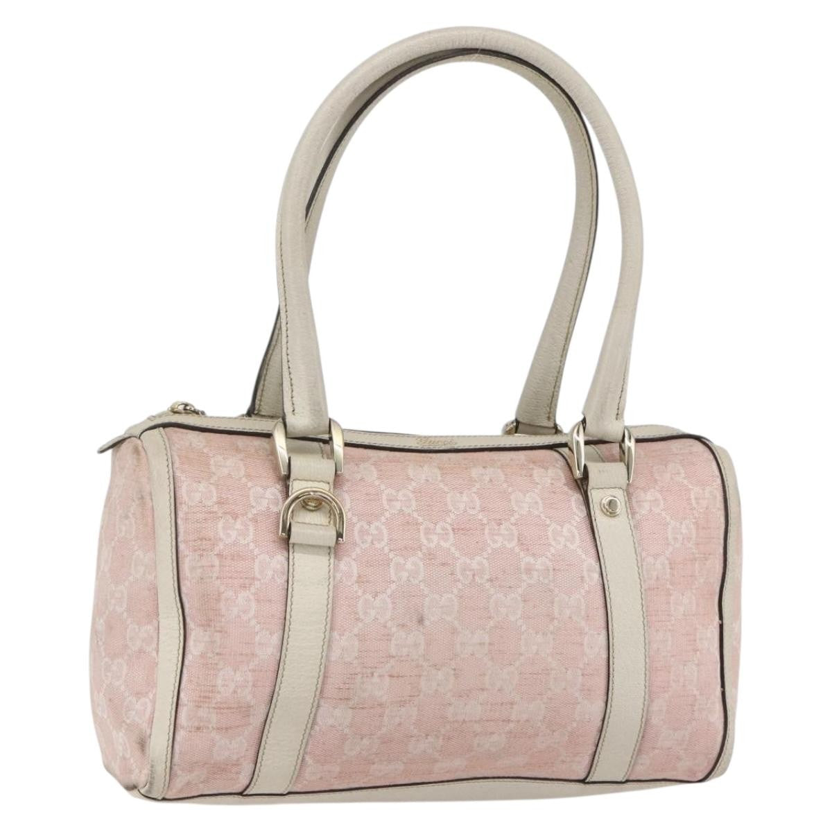 Gucci GUCCI GG Canvas Hand Bag Outlet Pink Gold 130942 Authentic 160602
