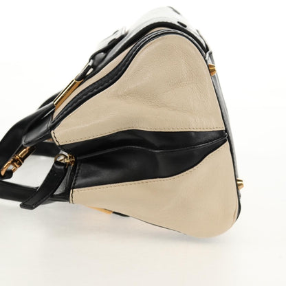 Chloé Chloé Chloe Alice Hand Bag Leather 2way White Black Authentic BA6836