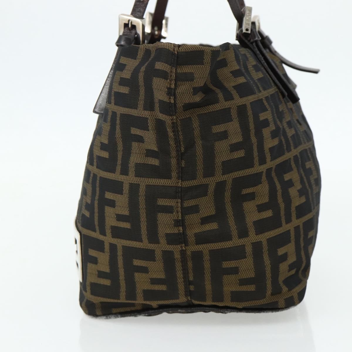 Fendi FENDI Zucca Canvas Hand Bag Black Brown Authentic 175169