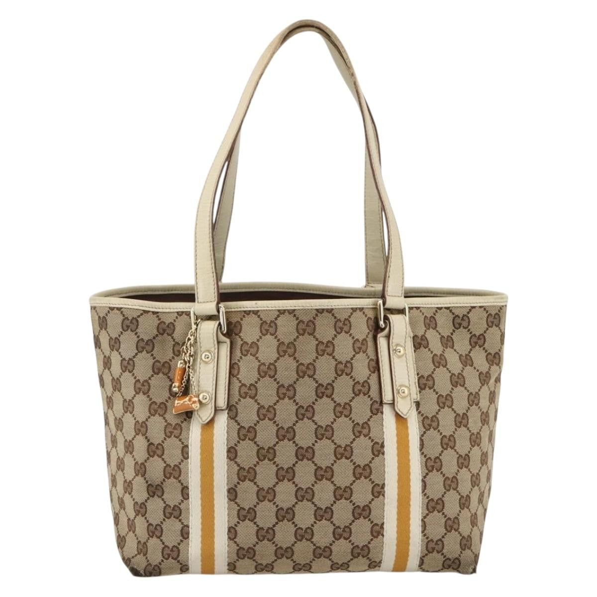 Gucci GUCCI GG Canvas Sherry Line Hand Bag Beige Gold 137396 Authentic ep13635