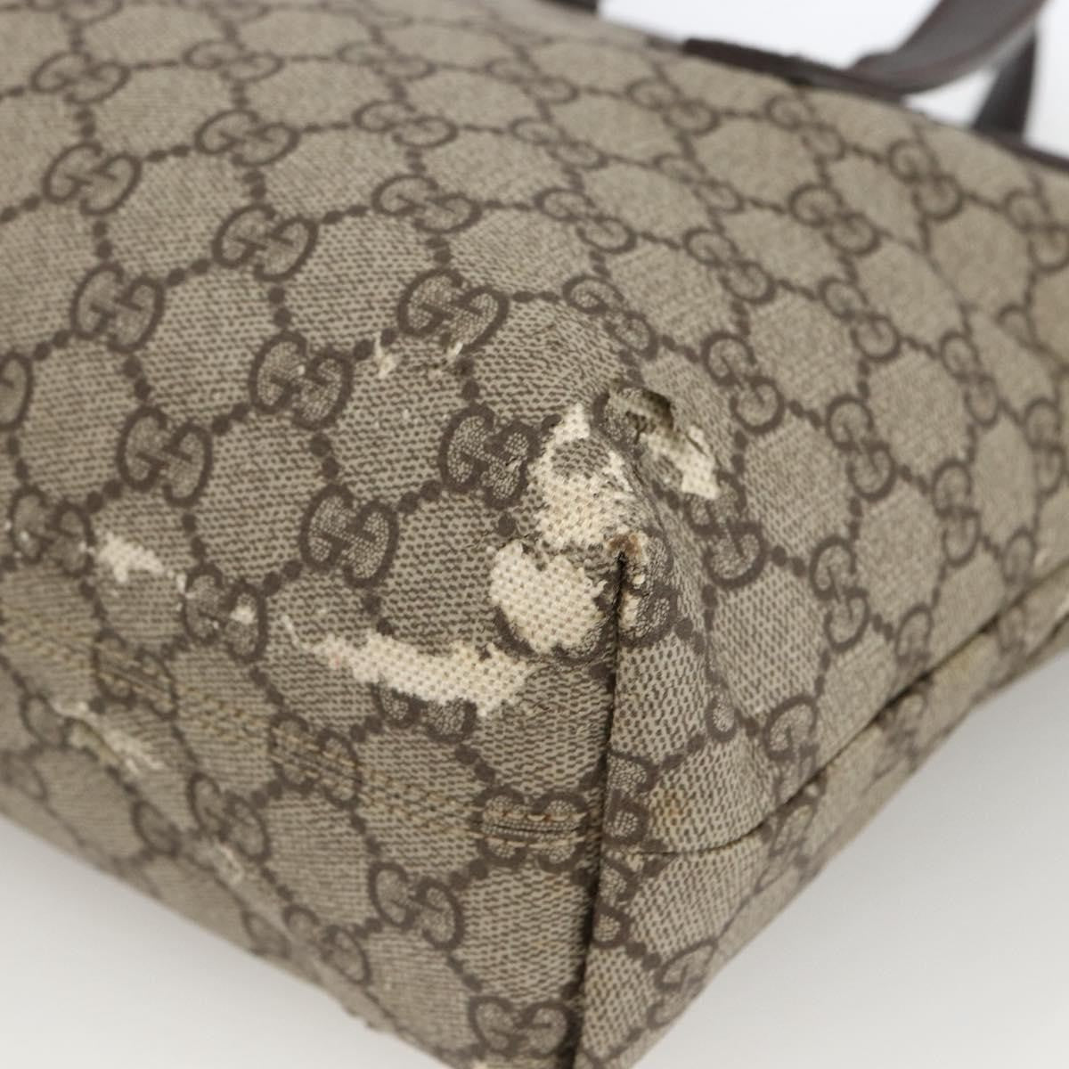 Gucci GUCCI GG Supreme Hand Bag PVC Beige Silver 181086 Authentic ARZ575