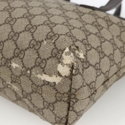 Gucci GUCCI GG Supreme Hand Bag PVC Beige Silver 181086 Authentic ARZ575