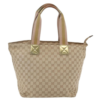 Gucci GUCCI GG Canvas Sherry Line Tote Bag Beige Pink 131231 Authentic 153359