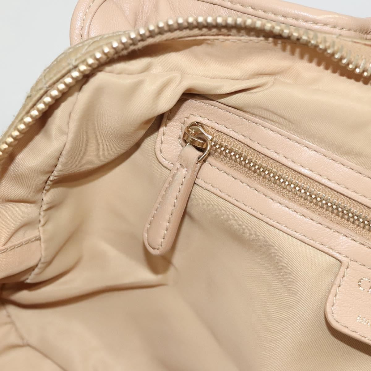 Dior Christian Dior Canage Hand Bag Nylon Beige Gold Authentic mr1376