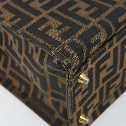 Fendi FENDI Zucca Canvas Vanity Hand Bag Black Brown Authentic 169044