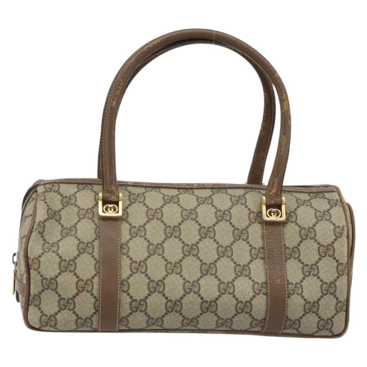 Gucci GUCCI GG Supreme Hand Bag PVC Beige Gold Authentic 173885