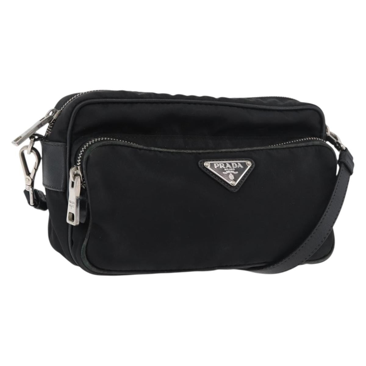 Prada PRADA Shoulder Bag Nylon Black Silver Authentic 175723