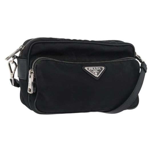 Prada PRADA Shoulder Bag Nylon Black Silver Authentic 175723