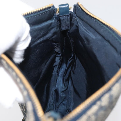 Dior Christian Dior Trotter Canvas Saddle Pouch Hand Bag Navy Gold Authentic bs35277