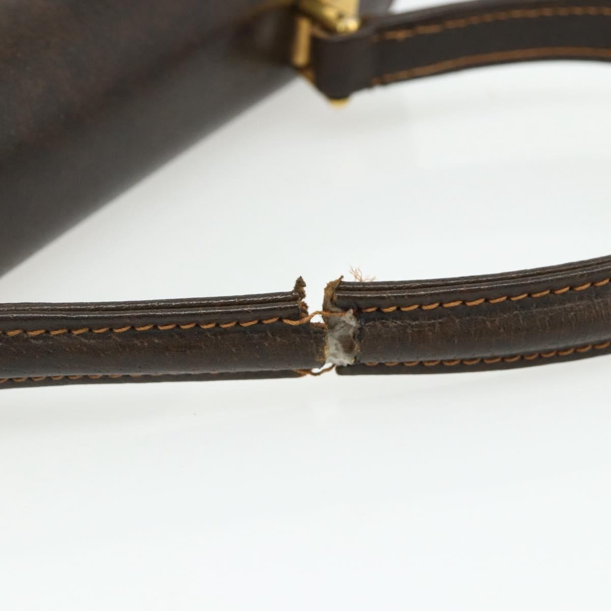 Gucci GUCCI Hand Bag Leather Brown Gold Authentic ep14250