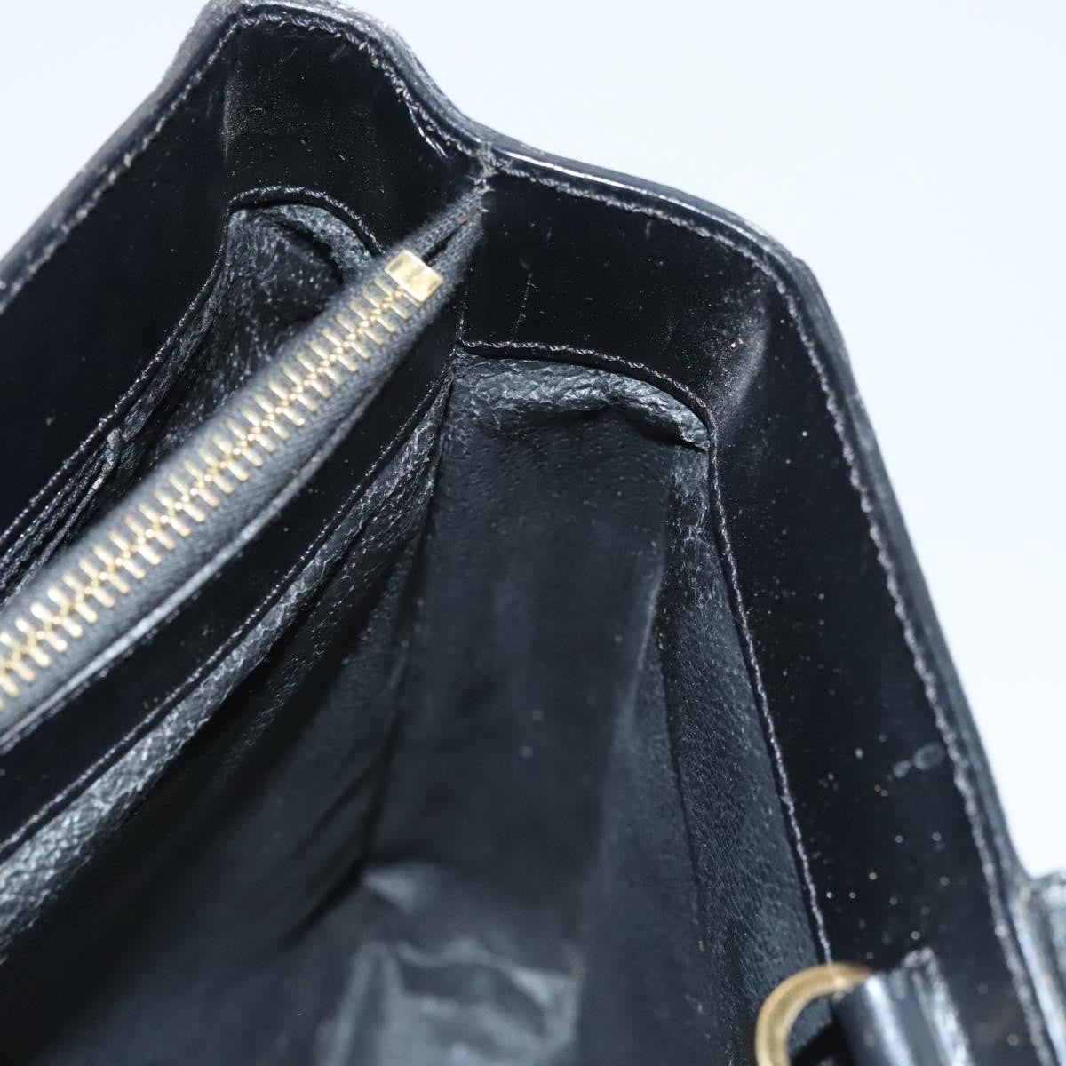 Celine CELINE Macadam Canvas Hand Bag PVC Leather 2way Black Gold Authentic 120130