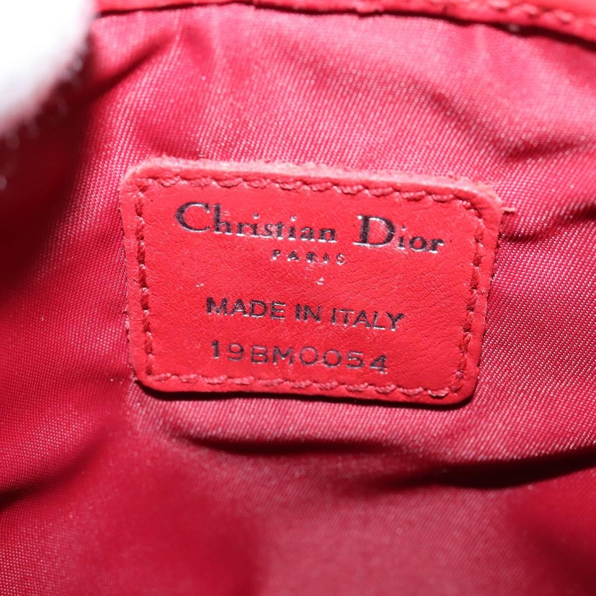 Dior Christian Dior Trotter Canvas Shoulder Bag Red Silver Authentic 147558