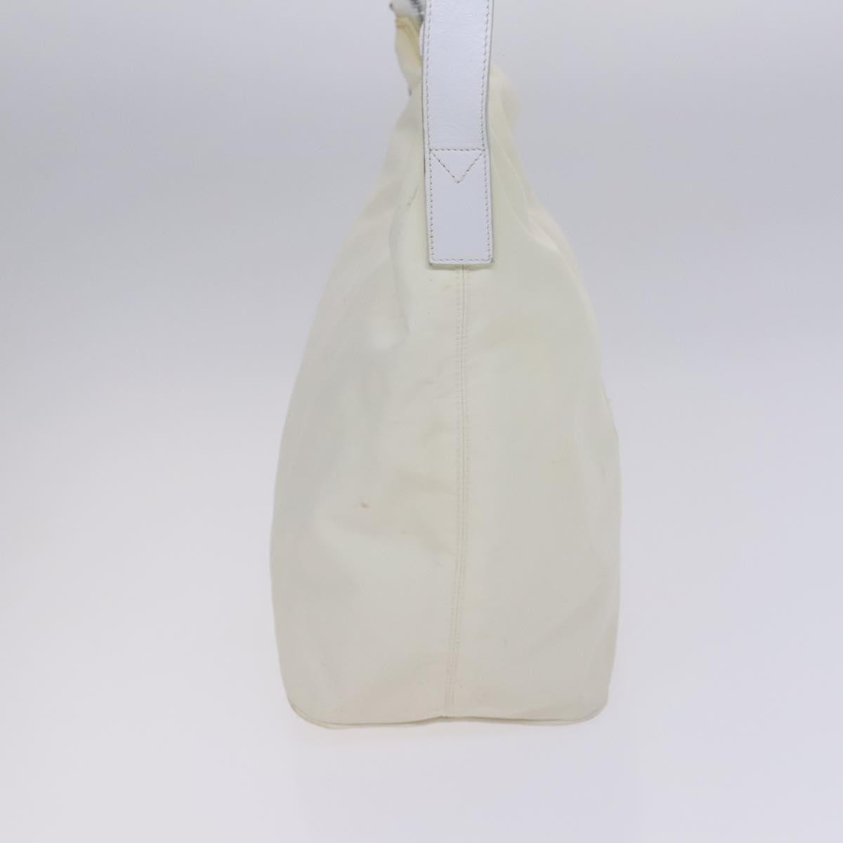 Fendi FENDI Shoulder Bag Nylon Leather Beige White Silver Authentic nb296