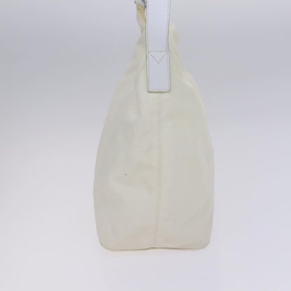 Fendi FENDI Shoulder Bag Nylon Leather Beige White Silver Authentic nb296