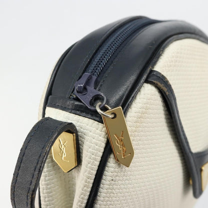 Saint Laurent SAINT LAURENT Shoulder Bag Leather White Gold Authentic 156806