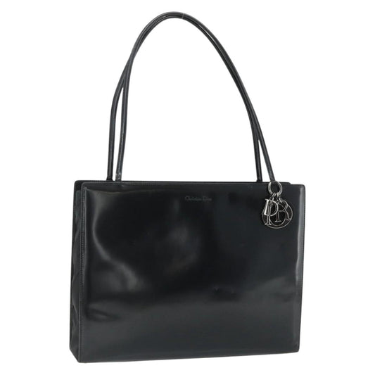 Dior Christian Dior Tote Bag Patent leather Black Silver Authentic 176564A
