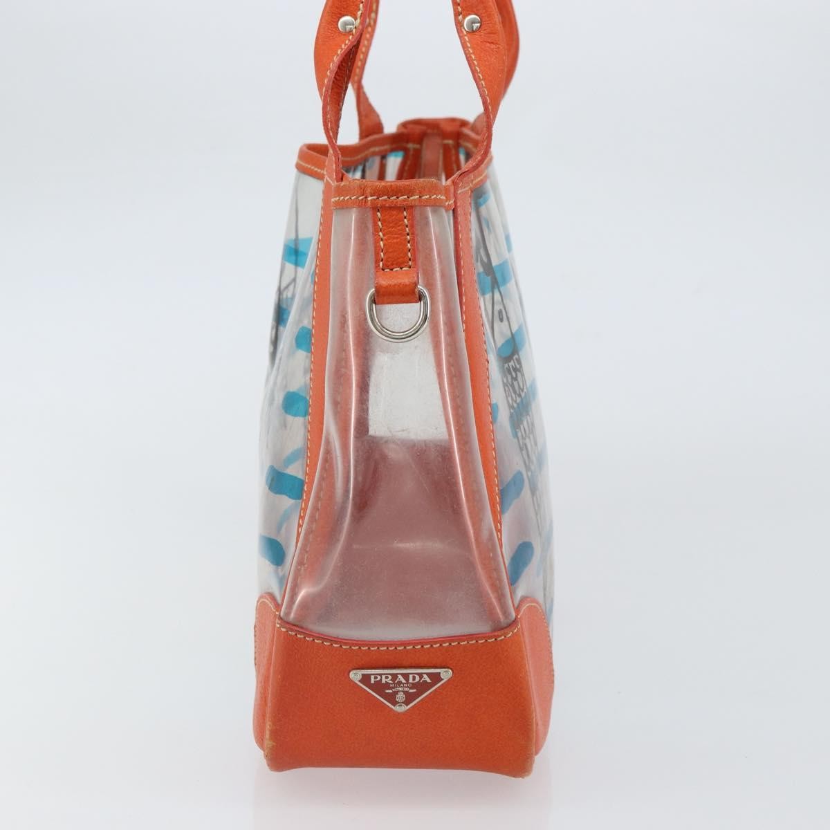 Prada PRADA Hand Bag Vinyl Clear Silver Authentic 161719
