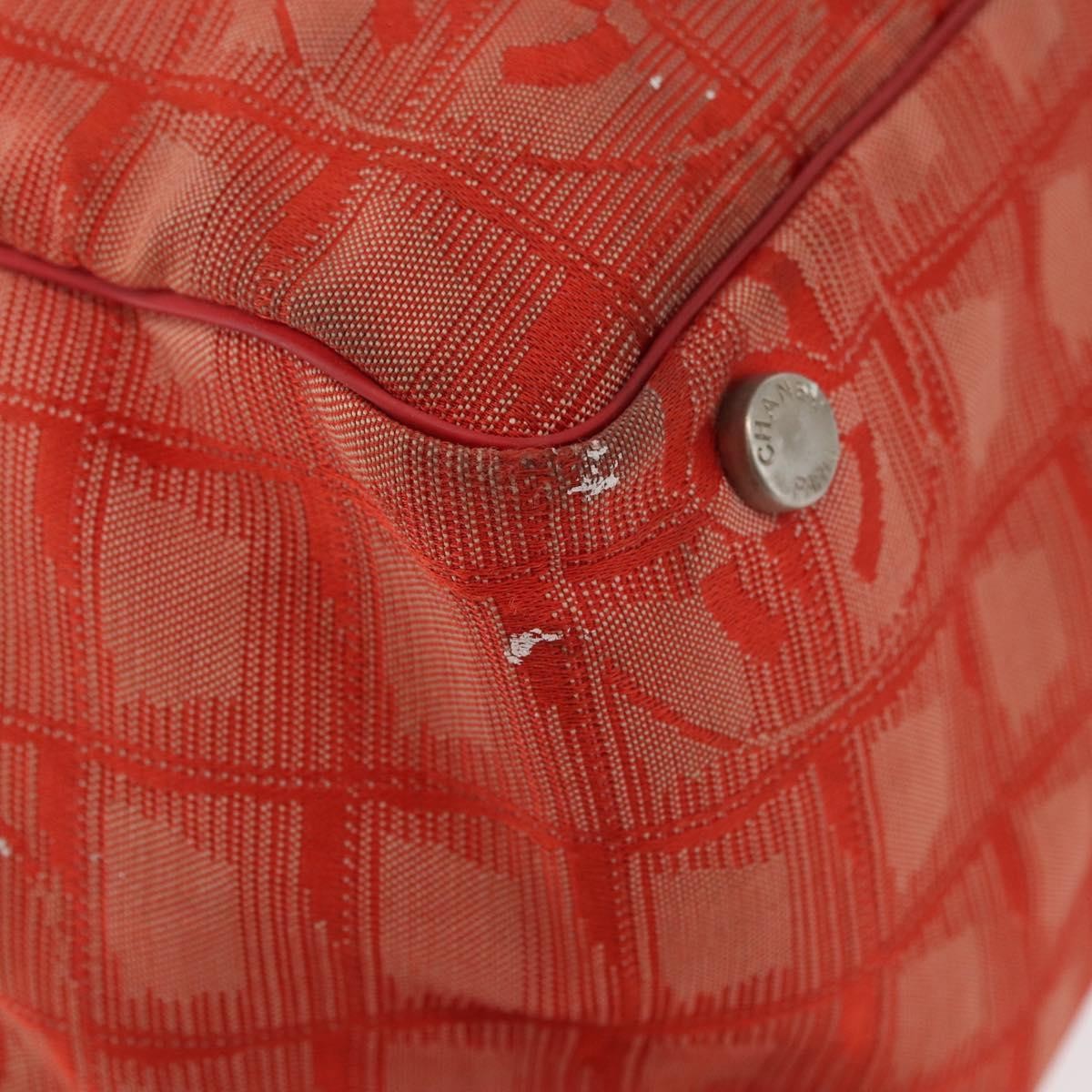 Chanel CHANEL New Travel Line Tote Bag Nylon Red Silver CC Authentic BA12813