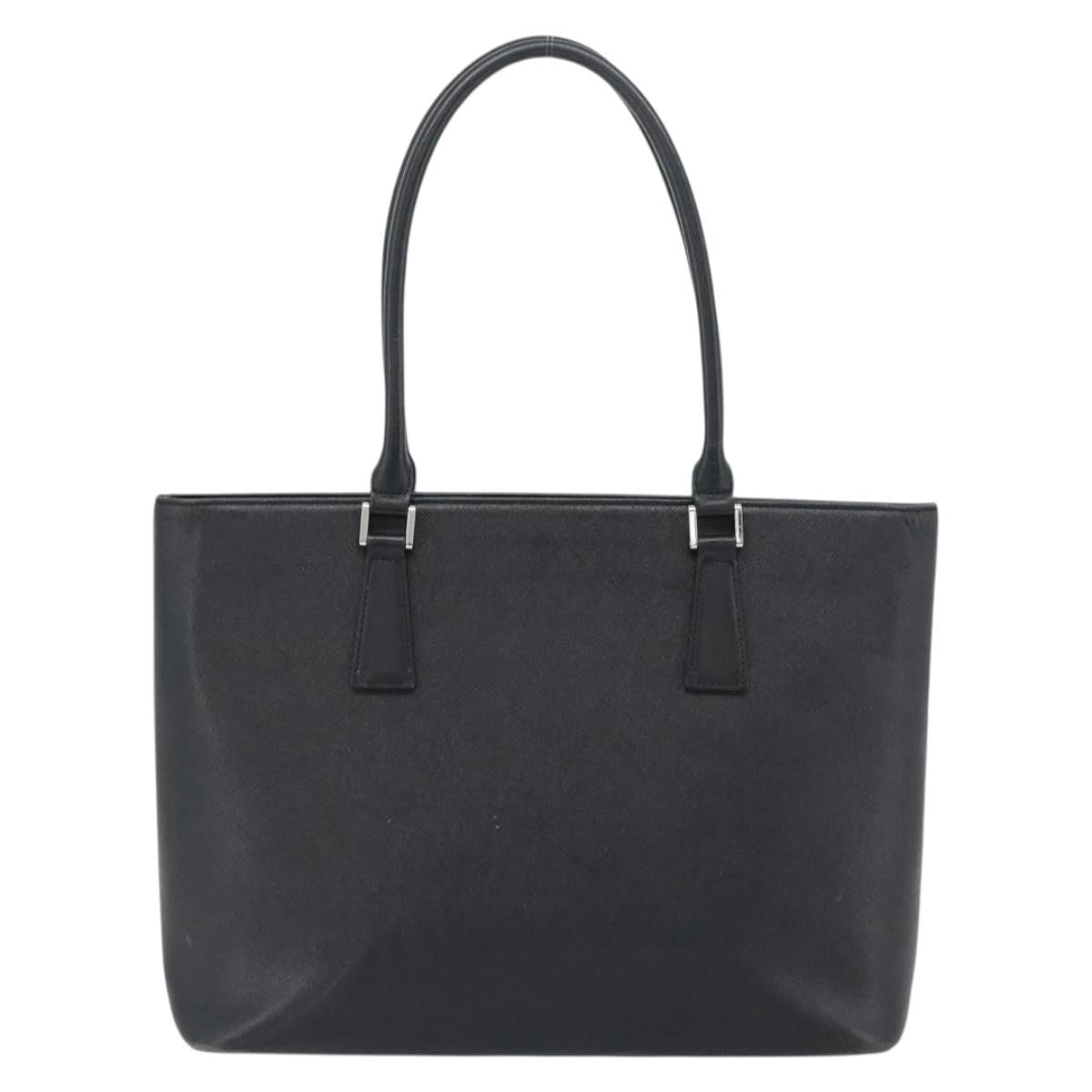 Burberry BURBERRY Tote Bag Leather Black Silver Authentic 182424
