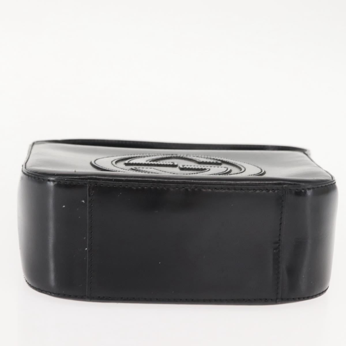 Gucci GUCCI Shoulder Bag Enamel Black Silver Authentic fm4926