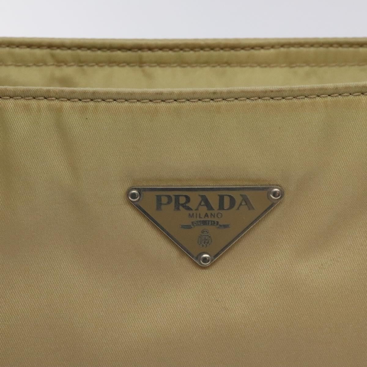 Prada PRADA Tote Bag Nylon Leather Beige Silver Authentic 129939