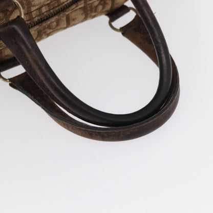 Dior Christian Dior Trotter Canvas Hand Bag Brown Gold Authentic ka627