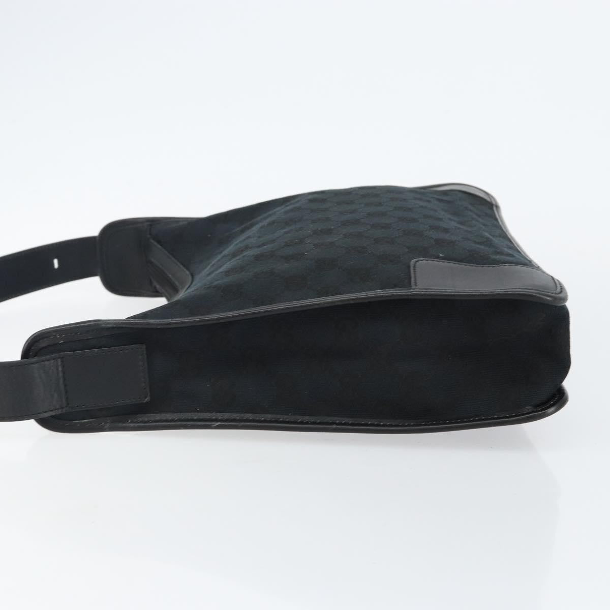 Gucci GUCCI GG Canvas Shoulder Bag Black Silver 001 4205 Authentic 143772