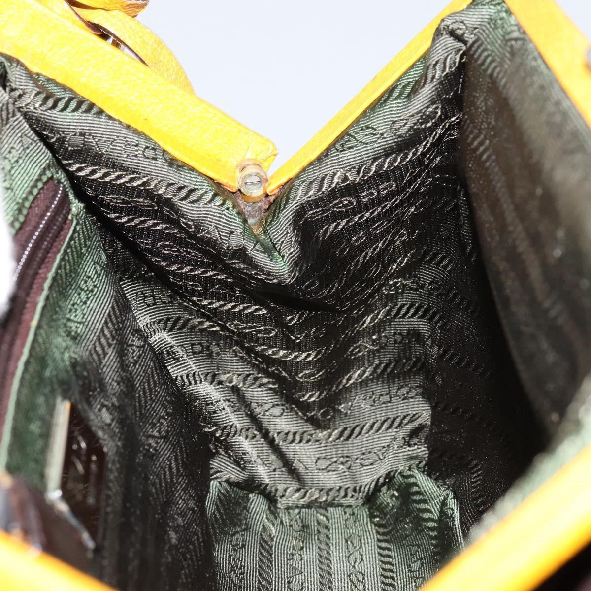 Prada PRADA Hand Bag Canvas Yellow Brown Authentic 154533