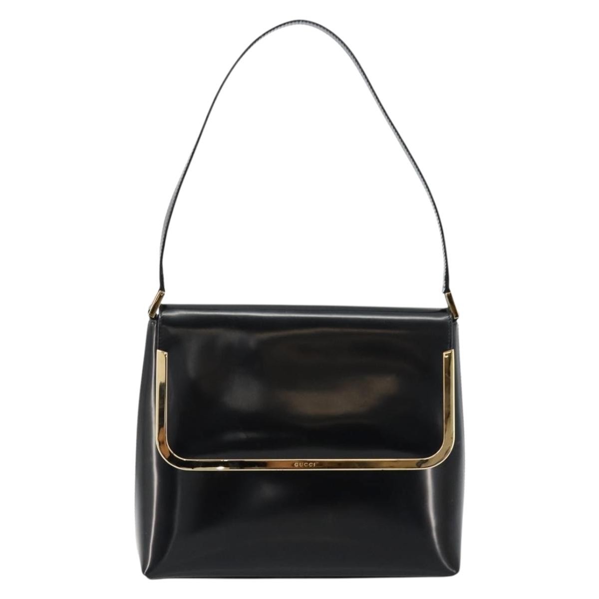 Gucci GUCCI Shoulder Bag Patent leather Black Gold 001 2113 1792 Authentic 149795