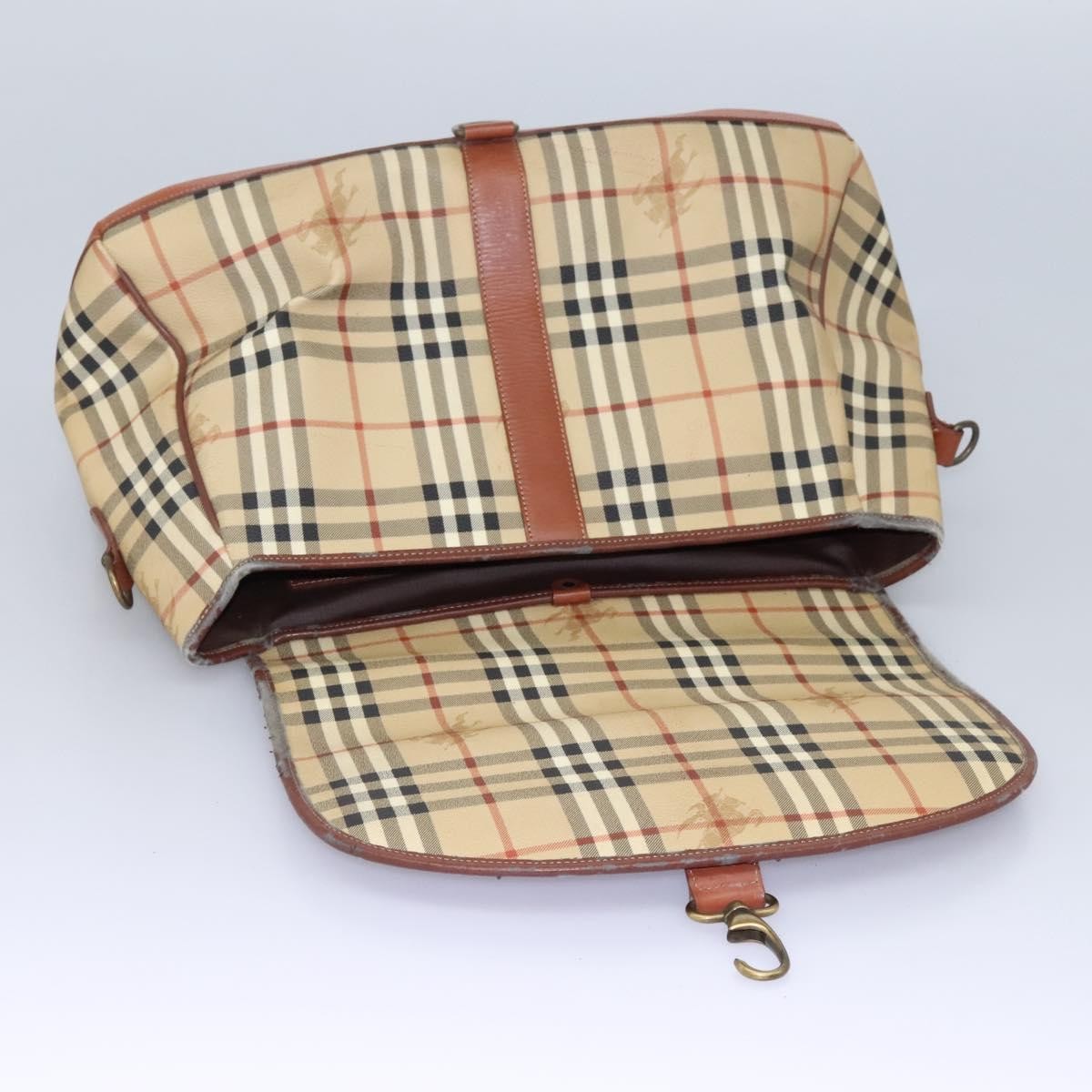 Burberrys Burberrys Nova Check Boston Bag PVC 2way Beige Authentic MX139