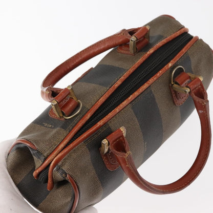 Fendi FENDI Pecan Canvas Hand Bag PVC Black Brown Authentic 146281