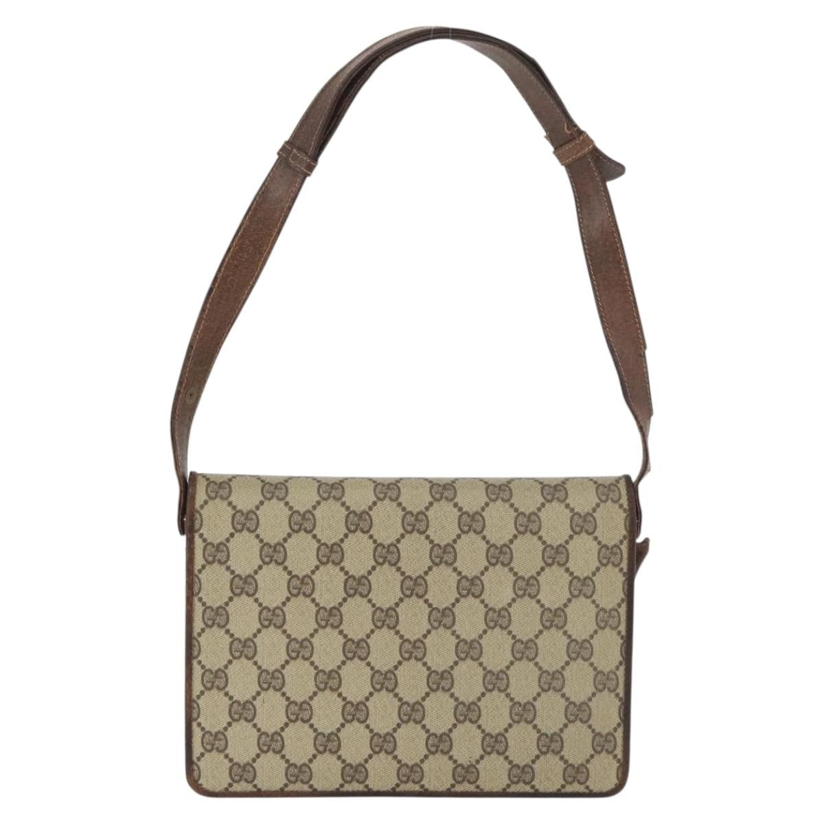 Gucci GUCCI GG Supreme Web Sherry Line Shoulder Bag PVC Leather Beige Gold Authentic 100377