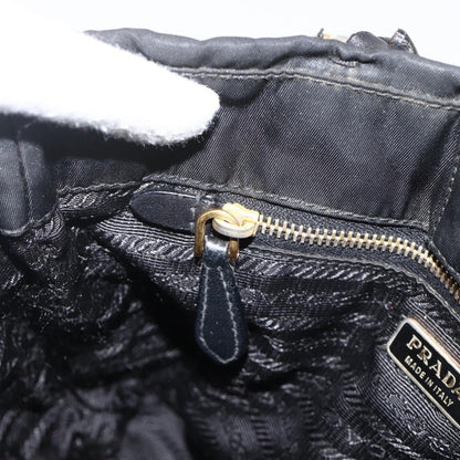Prada PRADA Hand Bag Nylon Black Gold Authentic 175270