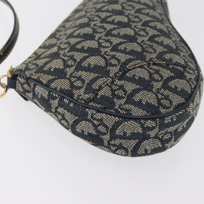 Dior Christian Dior Trotter Canvas Saddle Pouch Hand Bag Navy Gold Authentic bs35277