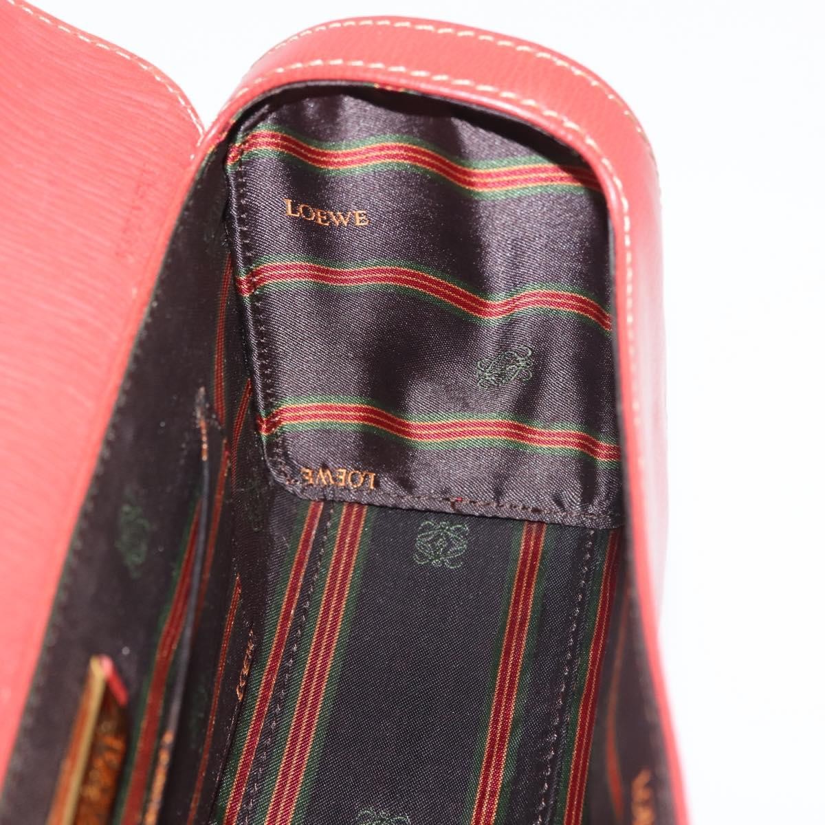 Loewe LOEWE Velazquez Hand Bag Leather Red Gold Authentic BA6367