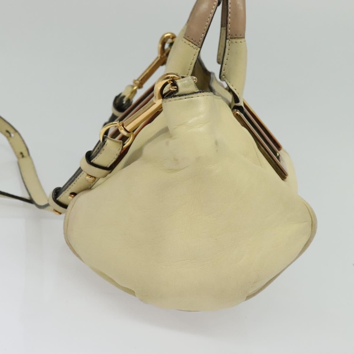 Chloé Chloé Chloe Etel Hand Bag Leather 2way Ivory Gold Authentic 138190