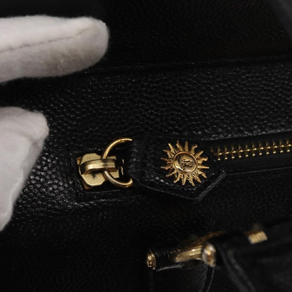 Versace VERSACE Tote Bag Leather Black Gold Authentic BA8013