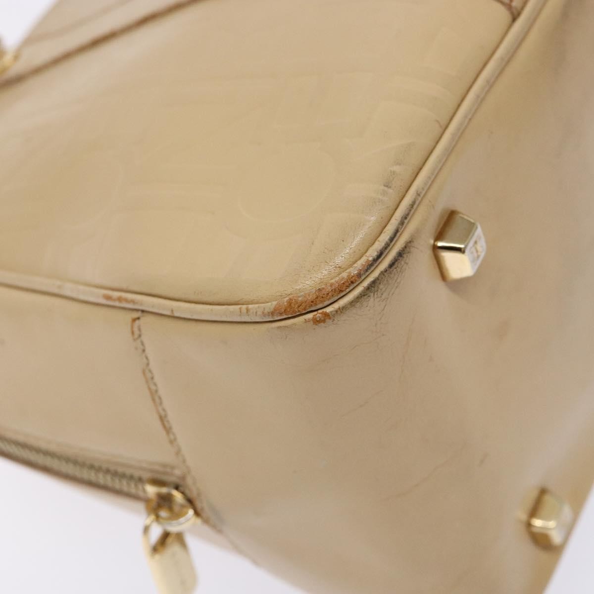 Celine CELINE Hand Bag Leather Beige Gold Authentic bs28305