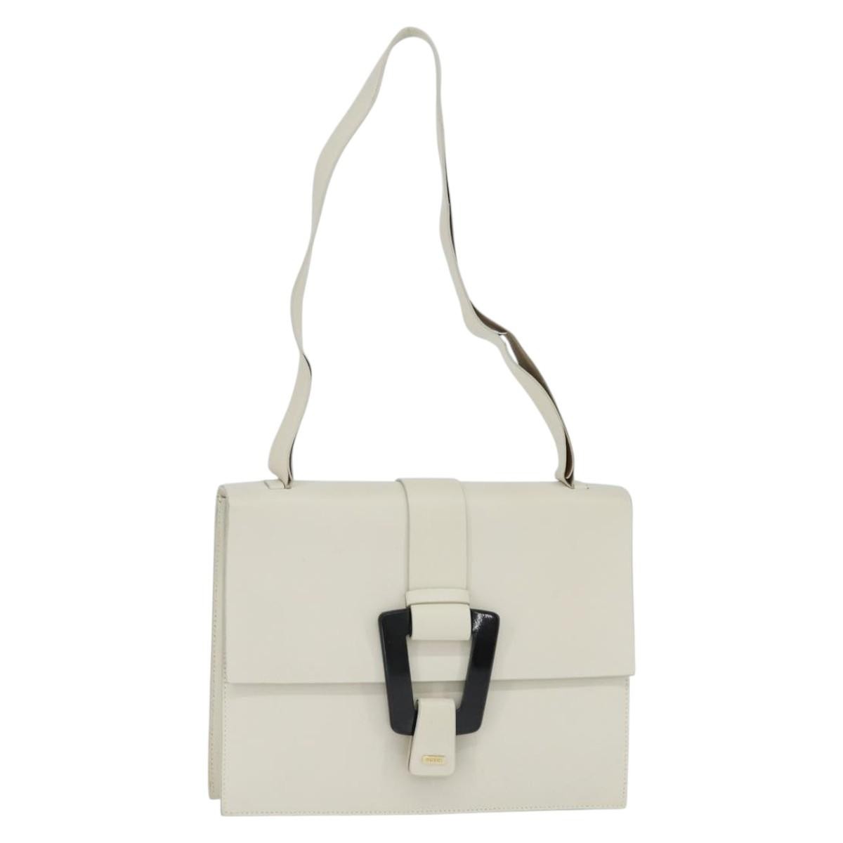 Gucci GUCCI Shoulder Bag Leather White Gold Authentic BA7470
