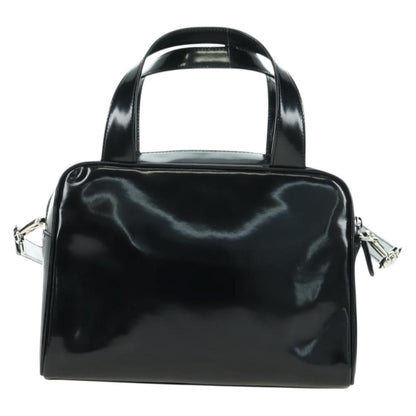 Gucci GUCCI Hand Bag Patent leather 2way Black Silver Authentic 176640