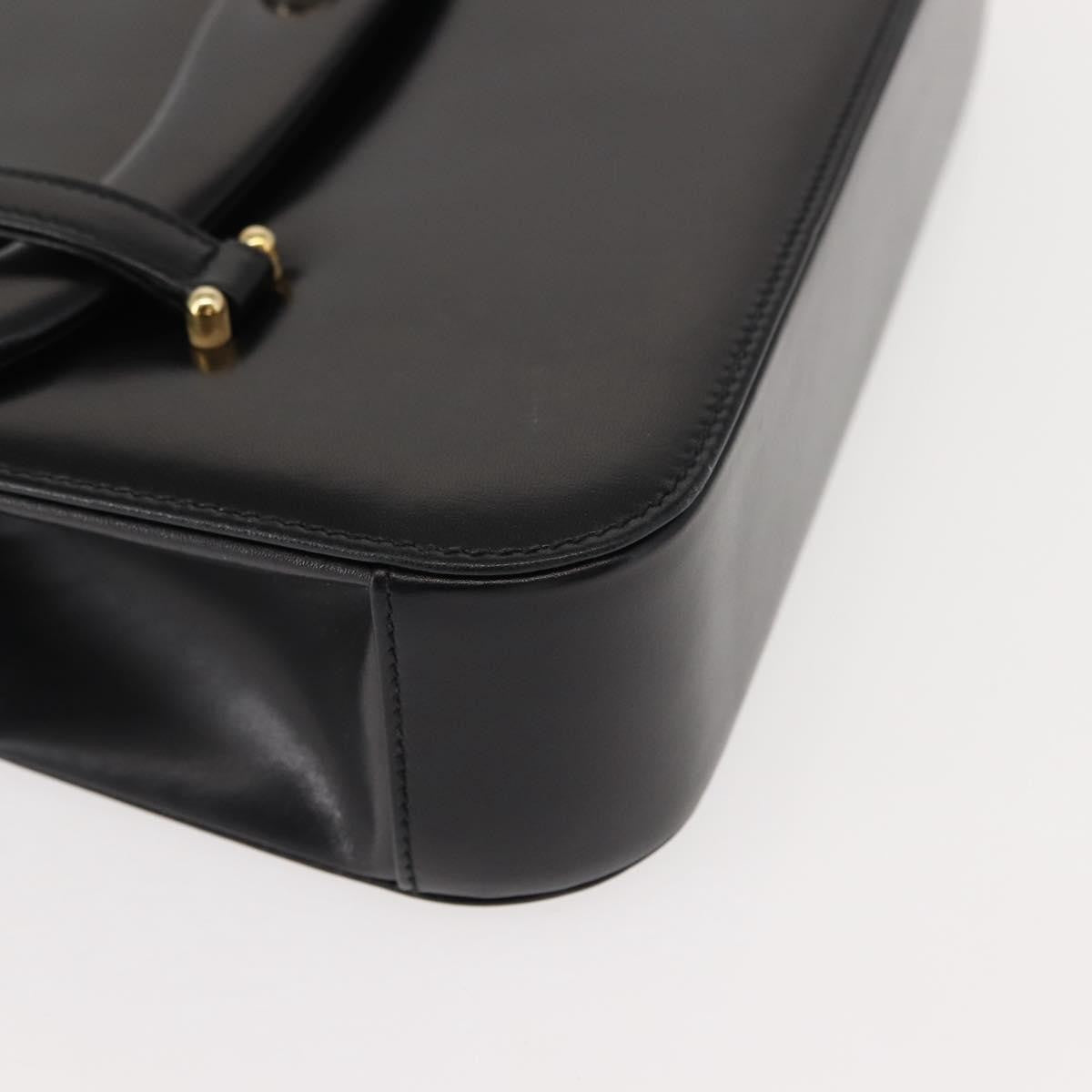 Gucci GUCCI Hand Bag Leather Black Gold Authentic 149354